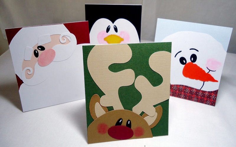 make and decorate Christmas postcards