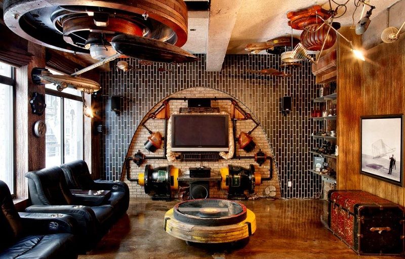 Steampunk style in the interior of the apartment