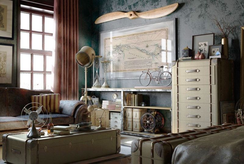 Steampunk style in the interior of the apartment