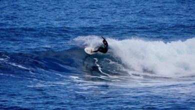 What is the proper foot placement on a surfboard