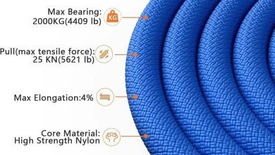 XBEN rope shown coiled and ready for hiking and mountain climbing safety