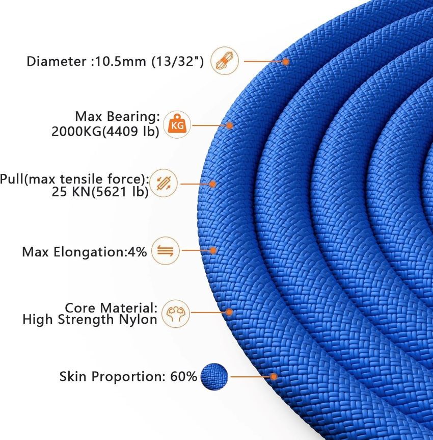 XBEN rope shown coiled and ready for hiking and mountain climbing safety