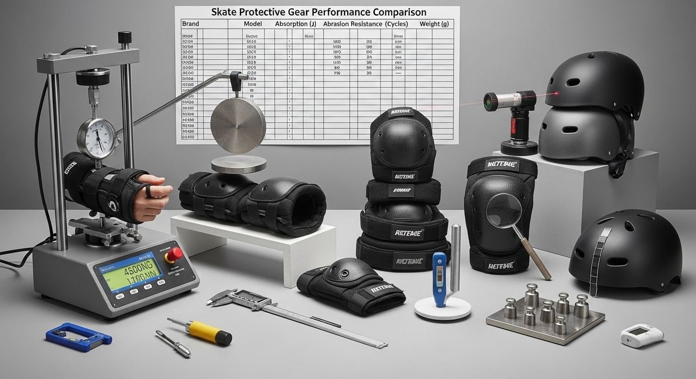 Skate pad impact absorption testing with force sensors
