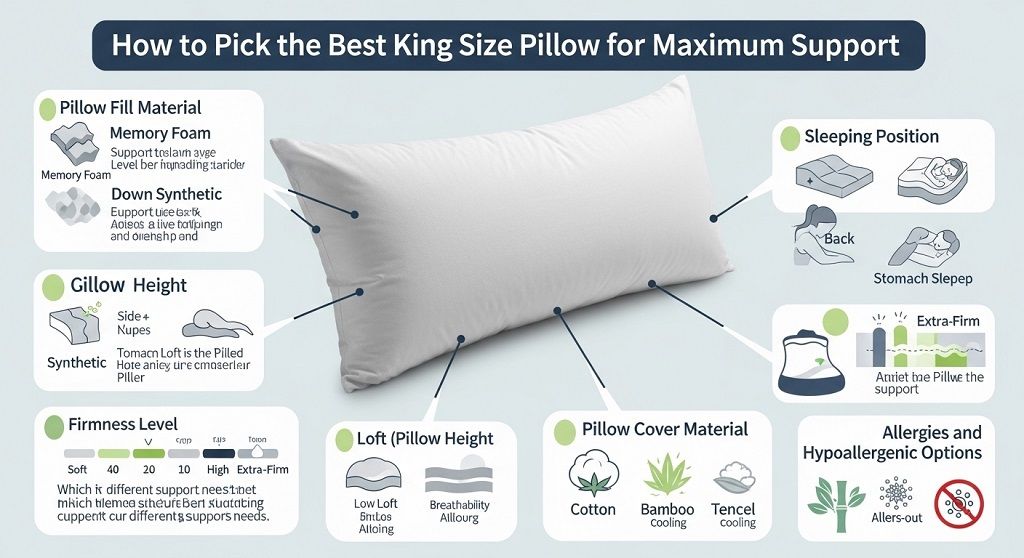 king size pillow supporting neck and shoulders alignment on bed