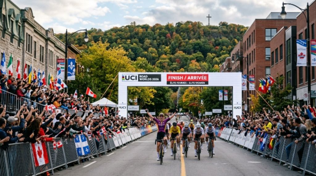 Thousands of fans lining Avenue du Parc in Montréal to watch the finish of the elite women's road race at the UCI Road Worlds 2026 on September 26