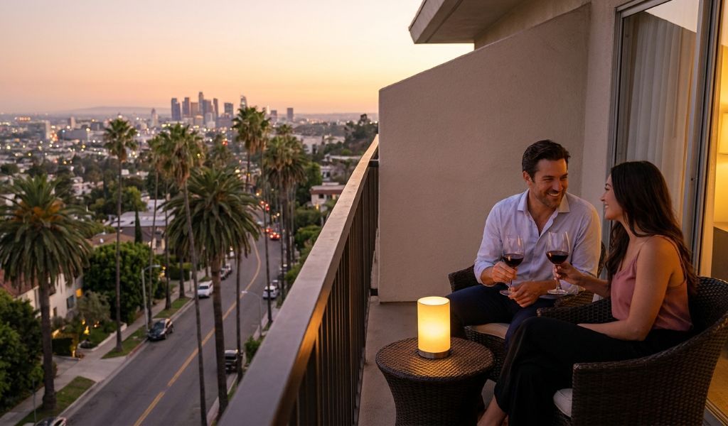 Romantic couple sharing an emotional conversation overlooking the Pacific Ocean coastline